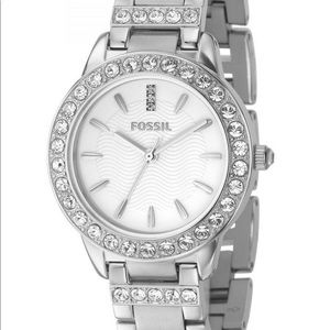 💥FOSSIL JESSE STAINLESS STEEL CRYSTAL WATCH & TIN💥